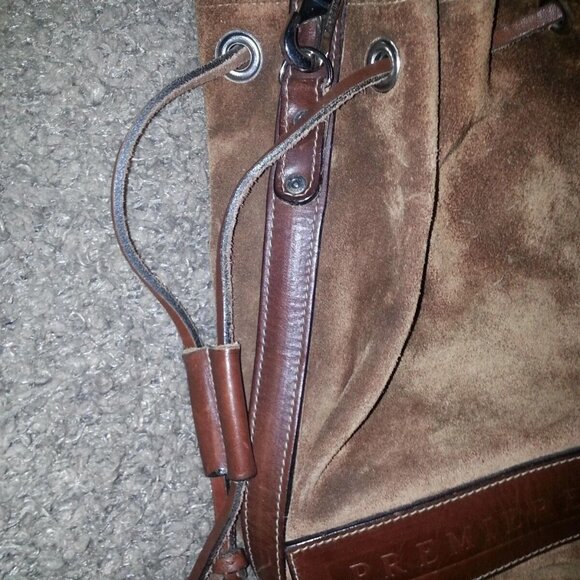 RUGBY-Chestnut Suede w/Leather Trim-Bucket/Shoulderbag - Picture 8 of 8